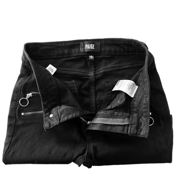 Paige Edgemont Double Zipper Mid-Rise Skinny Jeans, Black, Size 26 - Picture 7 of 12
